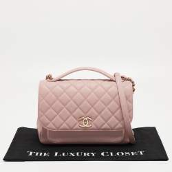 Pre Owned Chanel Pink Quilted Caviar Leather Large Business Affinity Flap Bag 