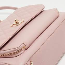 Pre Owned Chanel Pink Quilted Caviar Leather Large Business Affinity Flap Bag 