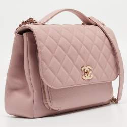 Pre Owned Chanel Pink Quilted Caviar Leather Large Business Affinity Flap Bag 