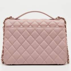 Pre Owned Chanel Pink Quilted Caviar Leather Large Business Affinity Flap Bag 