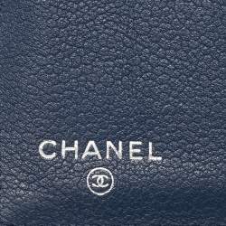 Pre Owned Chanel Blue Quilted Caviar Leather Classic Flap Wallet