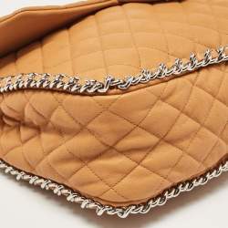 Pre Owned Chanel Brown Quilted Leather Maxi Chain Around Flap Bag