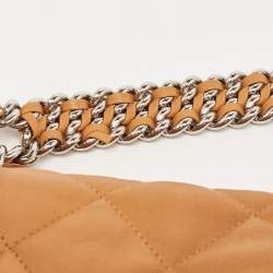 Pre Owned Chanel Brown Quilted Leather Maxi Chain Around Flap Bag