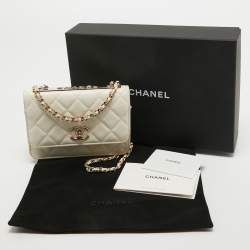 Chanel White Quilted Leather Trendy CC Wallet On Chain