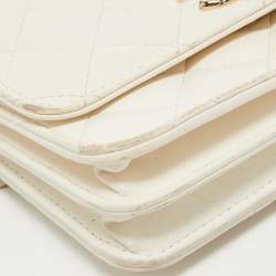 Chanel White Quilted Leather Trendy CC Wallet On Chain