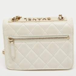 Chanel White Quilted Leather Trendy CC Wallet On Chain