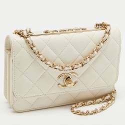 Chanel White Quilted Leather Trendy CC Wallet On Chain