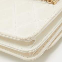 Chanel White Quilted Leather Trendy CC Wallet On Chain