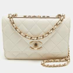 Chanel White Quilted Leather Trendy CC Wallet On Chain
