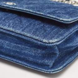 Chanel Blue Quilted Denim Classic Wallet On Chain