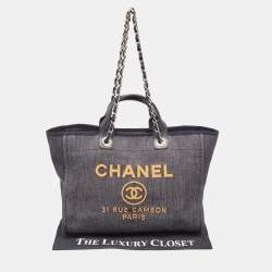 Chanel Blue Denim and Leather Medium Deauville Shopper Tote