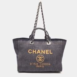 Chanel Blue Denim and Leather Medium Deauville Shopper Tote