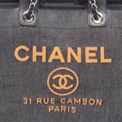 Chanel Blue Denim and Leather Medium Deauville Shopper Tote