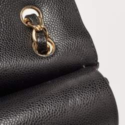 Pre Owned Chanel Black Quilted Caviar Leather Maxi Classic Double Flap Bag