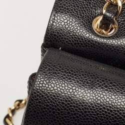 Pre Owned Chanel Black Quilted Caviar Leather Maxi Classic Double Flap Bag