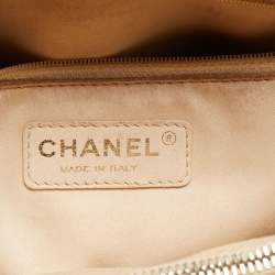 Pre Owned Chanel Beige Quilted Caviar Leather Grand Shopper Tote