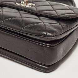 Pre Owned Chanel Black Quilted Leather Small Trendy CC Flap Top Handle Bag