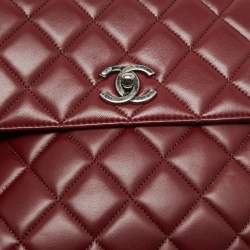 Chanel Dark Red Quilted Leather Large Trendy CC Top Handle Bag