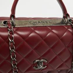 Chanel Dark Red Quilted Leather Large Trendy CC Top Handle Bag