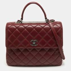 Chanel Dark Red Quilted Leather Large Trendy CC Top Handle Bag