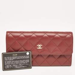 Chanel Red Quilted Leather CC Flap Wallet