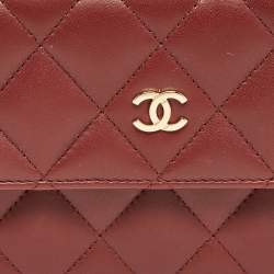 Chanel Red Quilted Leather CC Flap Wallet