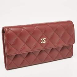 Chanel Red Quilted Leather CC Flap Wallet
