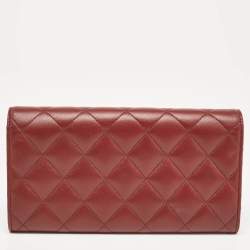 Chanel Red Quilted Leather CC Flap Wallet