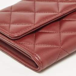 Chanel Red Quilted Leather CC Flap Wallet