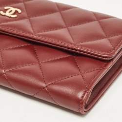 Chanel Red Quilted Leather CC Flap Wallet
