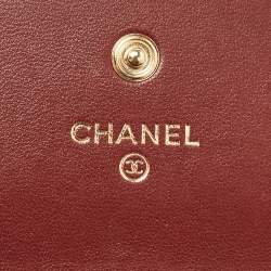 Chanel Red Quilted Leather CC Flap Wallet