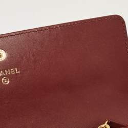 Chanel Red Quilted Leather CC Flap Wallet