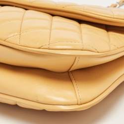Pre Owned Chanel Yellow Quilted Leather Large Pagode Piping Flap Bag