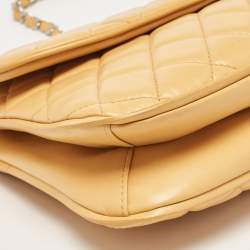 Pre Owned Chanel Yellow Quilted Leather Large Pagode Piping Flap Bag