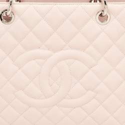 Pre Owned Chanel Pink Quilted Caviar Leather Grand Shopping Tote