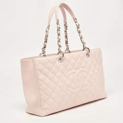 Pre Owned Chanel Pink Quilted Caviar Leather Grand Shopping Tote