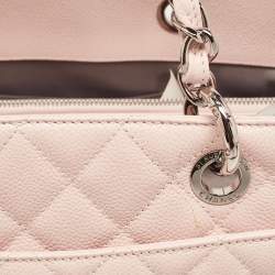 Pre Owned Chanel Pink Quilted Caviar Leather Grand Shopping Tote