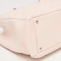 Pre Owned Chanel Pink Quilted Caviar Leather Grand Shopping Tote