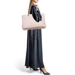 Pre Owned Chanel Pink Quilted Caviar Leather Grand Shopping Tote