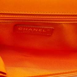 Chanel Orange Quilted Leather New Medium Boy Bag