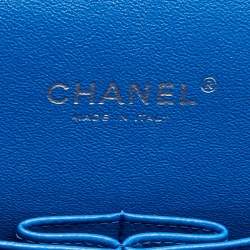 Pre Owned Chanel Blue Quilted Caviar Leather Maxi Classic Double Flap Bag