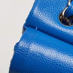 Pre Owned Chanel Blue Quilted Caviar Leather Maxi Classic Double Flap Bag