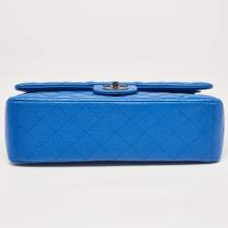 Pre Owned Chanel Blue Quilted Caviar Leather Maxi Classic Double Flap Bag