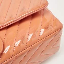 Chanel Pink Chevron Patent Leather Jumbo Classic Single Flap Bag