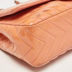 Chanel Pink Chevron Patent Leather Jumbo Classic Single Flap Bag