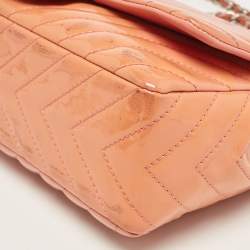 Chanel Pink Chevron Patent Leather Jumbo Classic Single Flap Bag