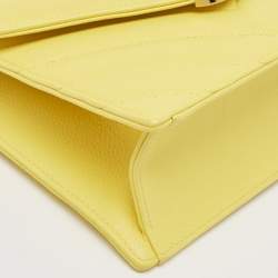 Pre Owned Chanel Yellow Leather  Small Vintage Chevron Flap Bag