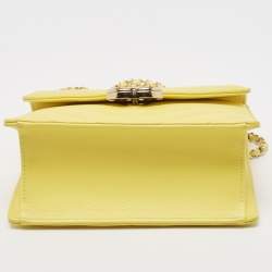 Pre Owned Chanel Yellow Leather  Small Vintage Chevron Flap Bag
