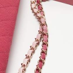 Pre Owned Chanel Pink Quilted Caviar Leather Thread Around Flap Bag