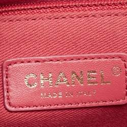 Pre Owned Chanel Pink Quilted Caviar Leather Thread Around Flap Bag